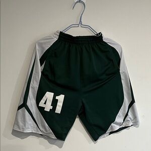 Men's Athletic Shorts in Dark Green with White Accents